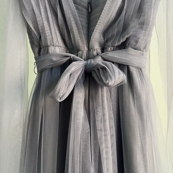 Adrianna Papell Infinity Dress Size 2 Strapless Tulle Convertible Gown in Slate - Picture 8 of 10